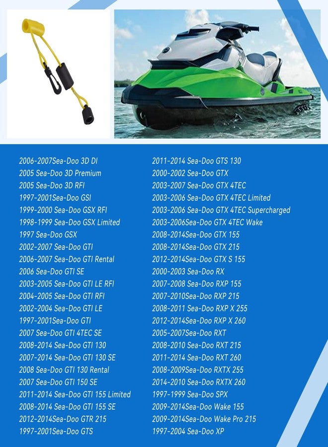 غطاء مفتاح تشغيل SeDeplacer 515-177-057 مع حبل تعليق عائم متوافق مع Seadoo المزود بنظام DESS، يناسب موديلات GTI GTX RXT RXP XP CHALLENGER من 1999 إلى 2014 (2014 وما قبلها) (أصفر) - Image 4